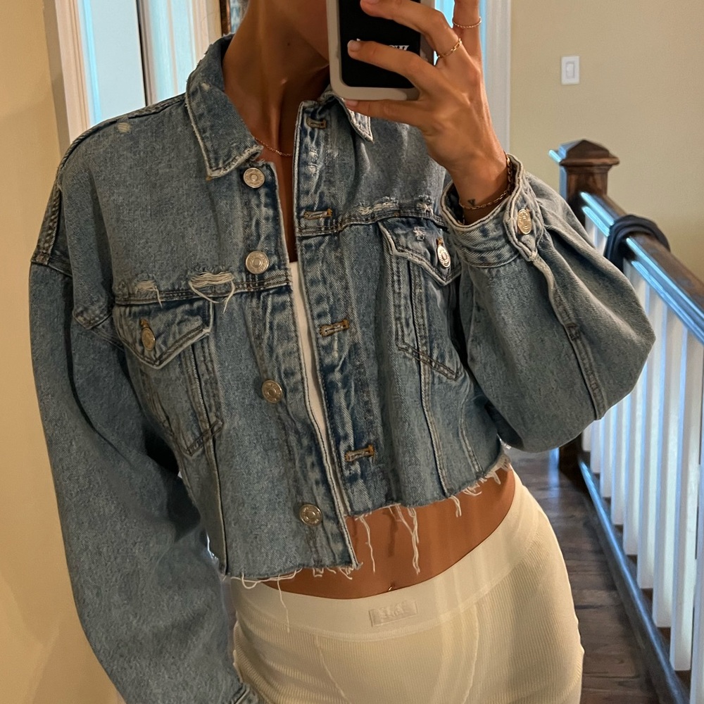 Zara cropped denim jacket